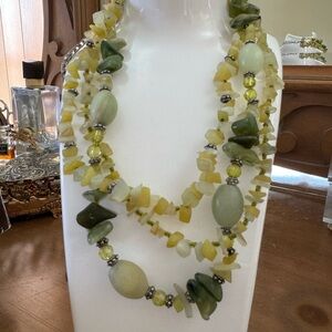 Elegant Green and Yellow Beaded Necklace